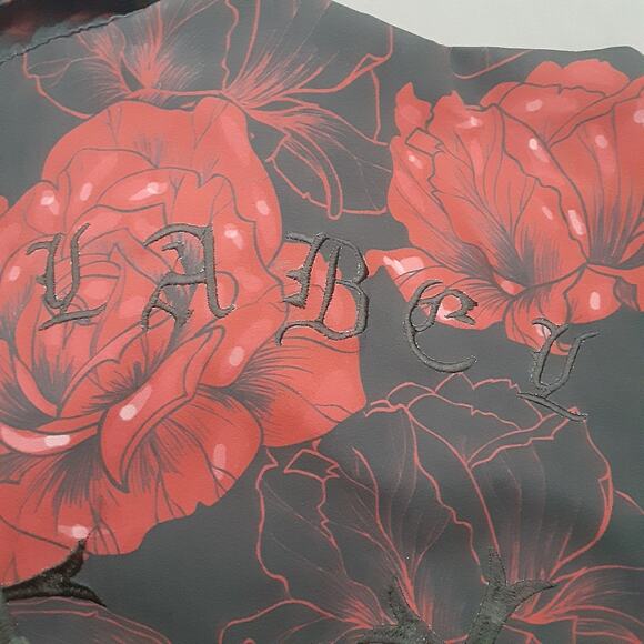 AFFLICTION BLACK LABEL Mens XL Embroidered Cross Rose Black Red Button Up Shirt - Picture 11 of 13